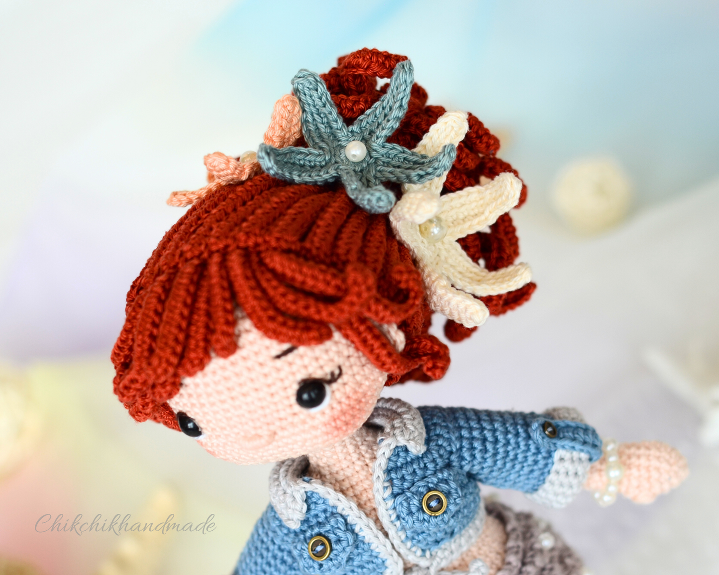 Crochet Mermaid Doll Pattern Amigurumi, PEARLYN the Mermaid, PDF Tutorial (En, Fr, De, Esp, Nl, It)