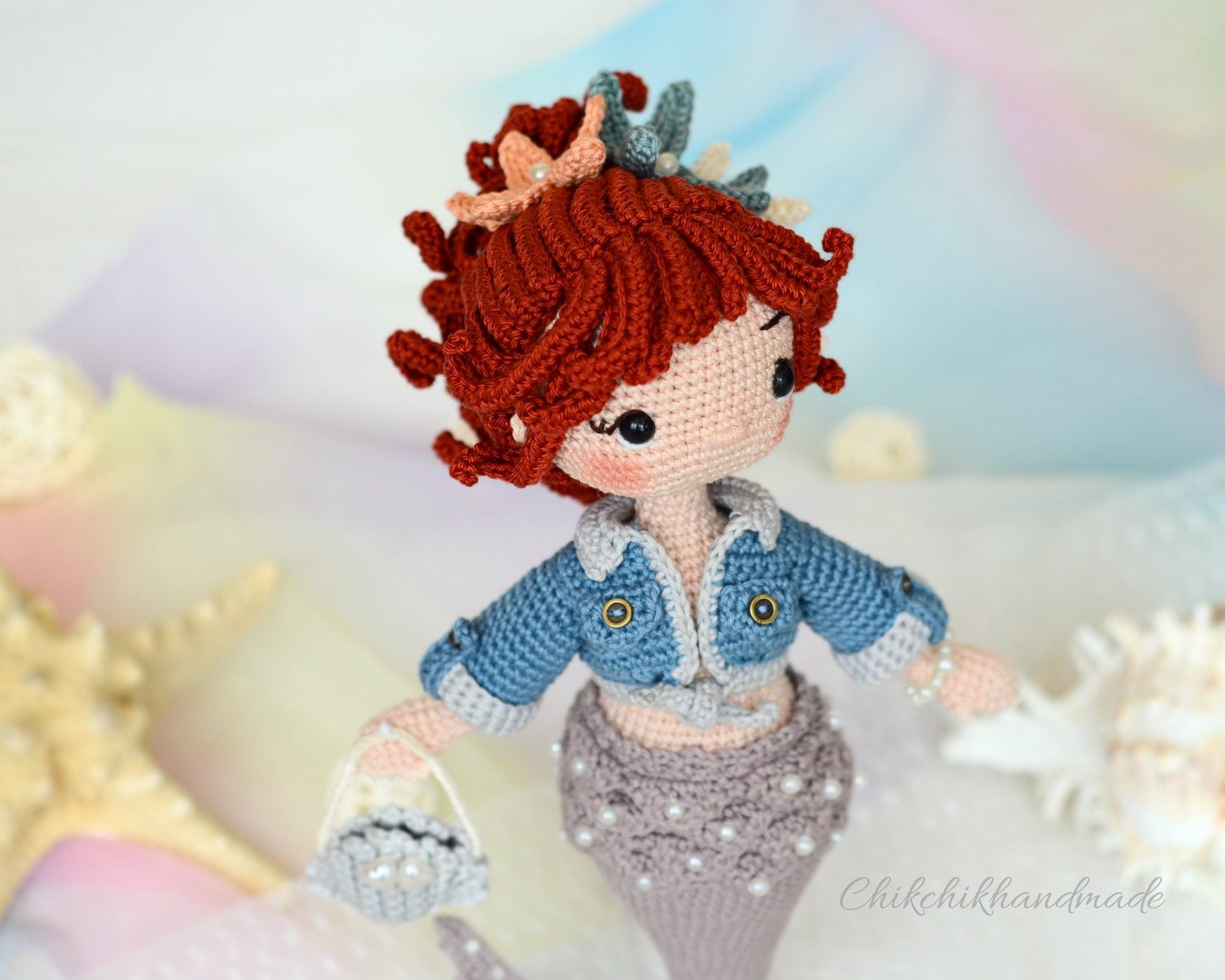 Crochet Mermaid Doll Pattern Amigurumi, PEARLYN the Mermaid, PDF Tutorial (En, Fr, De, Esp, Nl, It)