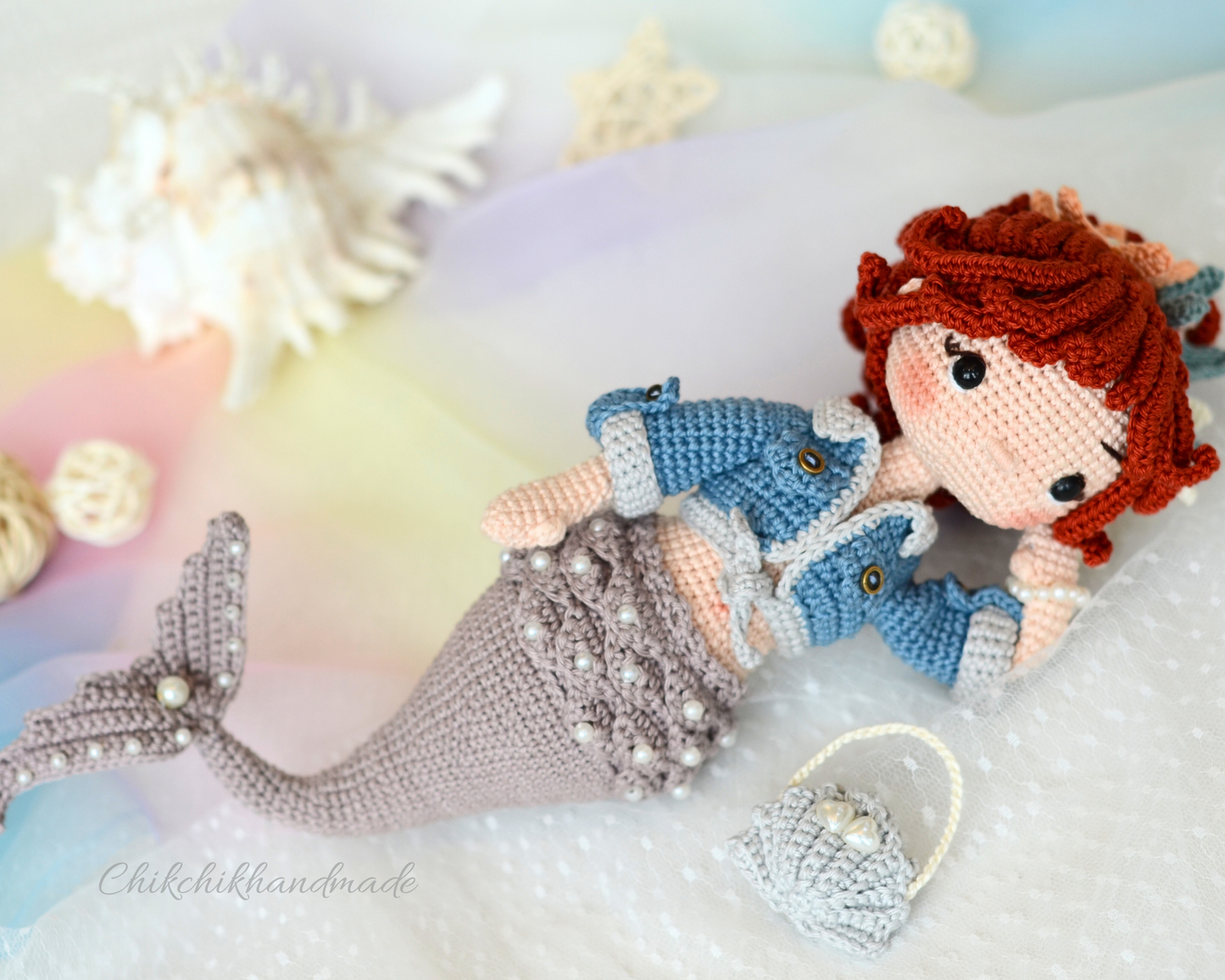 Crochet Mermaid Doll Pattern Amigurumi, PEARLYN the Mermaid, PDF Tutorial (En, Fr, De, Esp, Nl, It)