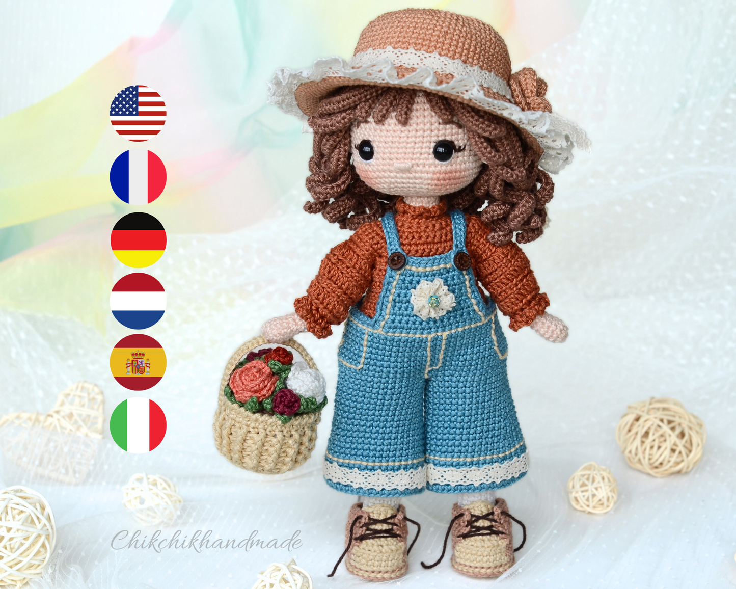 Crochet Doll Patterns Amigurumi Doll Pattern, Little CATHY, PDF Tutorial in English, Français, Deutsch, Español, Italiano