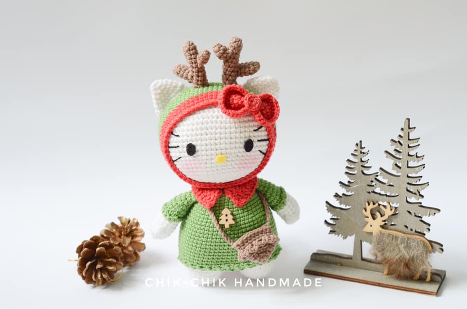 Reindeer Kitten Amigurumi Pattern, Christmas Kitten Crochet Pattern, PDF English