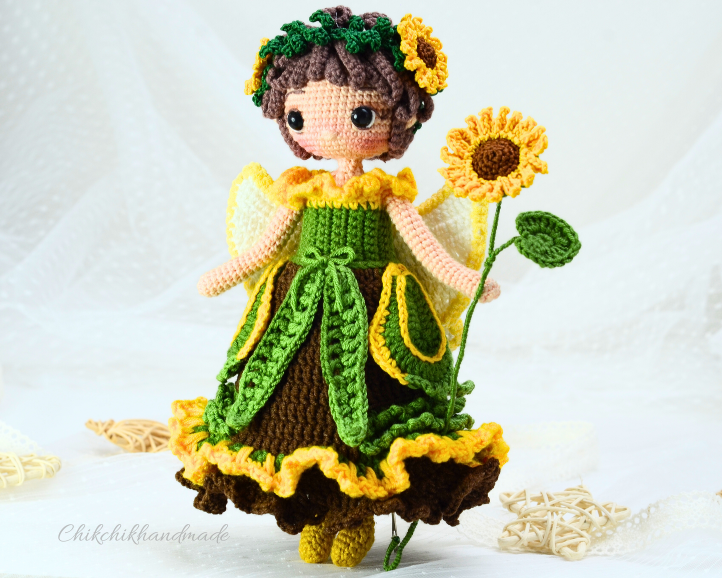 Crochet Fairy Doll Pattern Amigurumi Doll Pattern, HAZEL The Sunflower Fairy, PDF English, Français, Deutsch, Español, Nederlands, Italiano