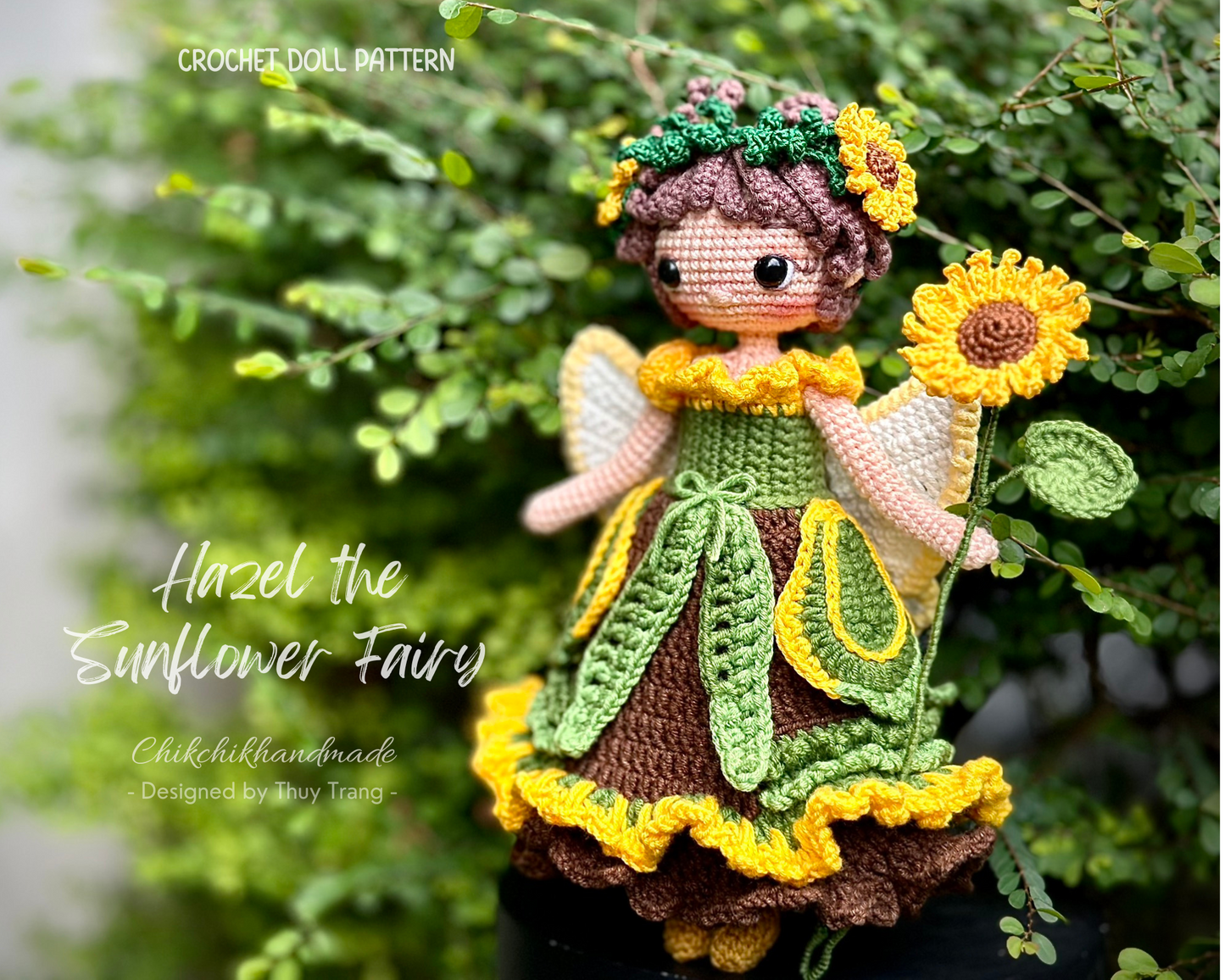 Crochet Fairy Doll Pattern Amigurumi Doll Pattern, HAZEL The Sunflower Fairy, PDF English, Français, Deutsch, Español, Nederlands, Italiano