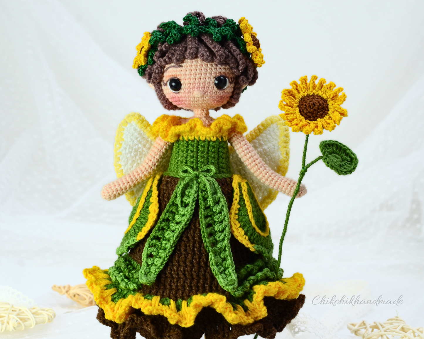 Crochet Fairy Doll Pattern Amigurumi Doll Pattern, HAZEL The Sunflower Fairy, PDF English, Français, Deutsch, Español, Nederlands, Italiano