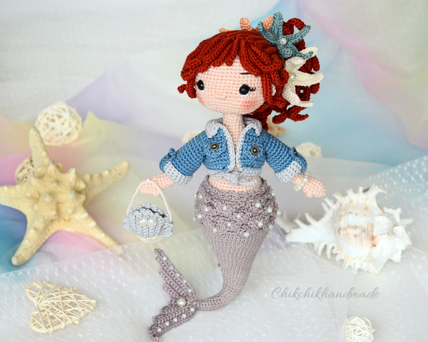 Crochet Mermaid Doll Pattern Amigurumi, PEARLYN the Mermaid, PDF Tutorial (En, Fr, De, Esp, Nl, It)