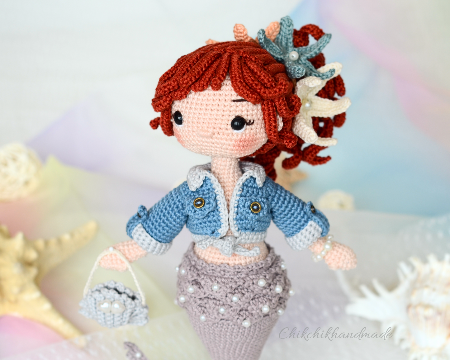 Crochet Mermaid Doll Pattern Amigurumi, PEARLYN the Mermaid, PDF Tutorial (En, Fr, De, Esp, Nl, It)
