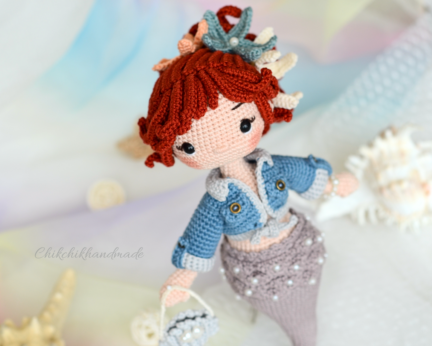 Crochet Mermaid Doll Pattern Amigurumi, PEARLYN the Mermaid, PDF Tutorial (En, Fr, De, Esp, Nl, It)