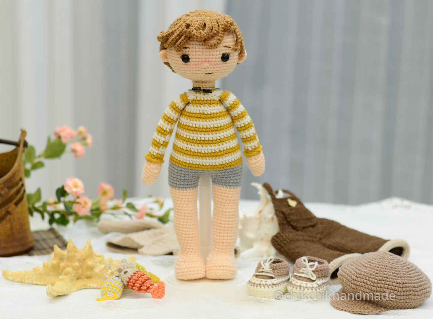 Crochet Boy Doll Pattern Amigurumi Doll Pattern, TOMMY The Fisher, PDF in English, Deutsch, French, Dutch, Portuguese, Español, Italiano