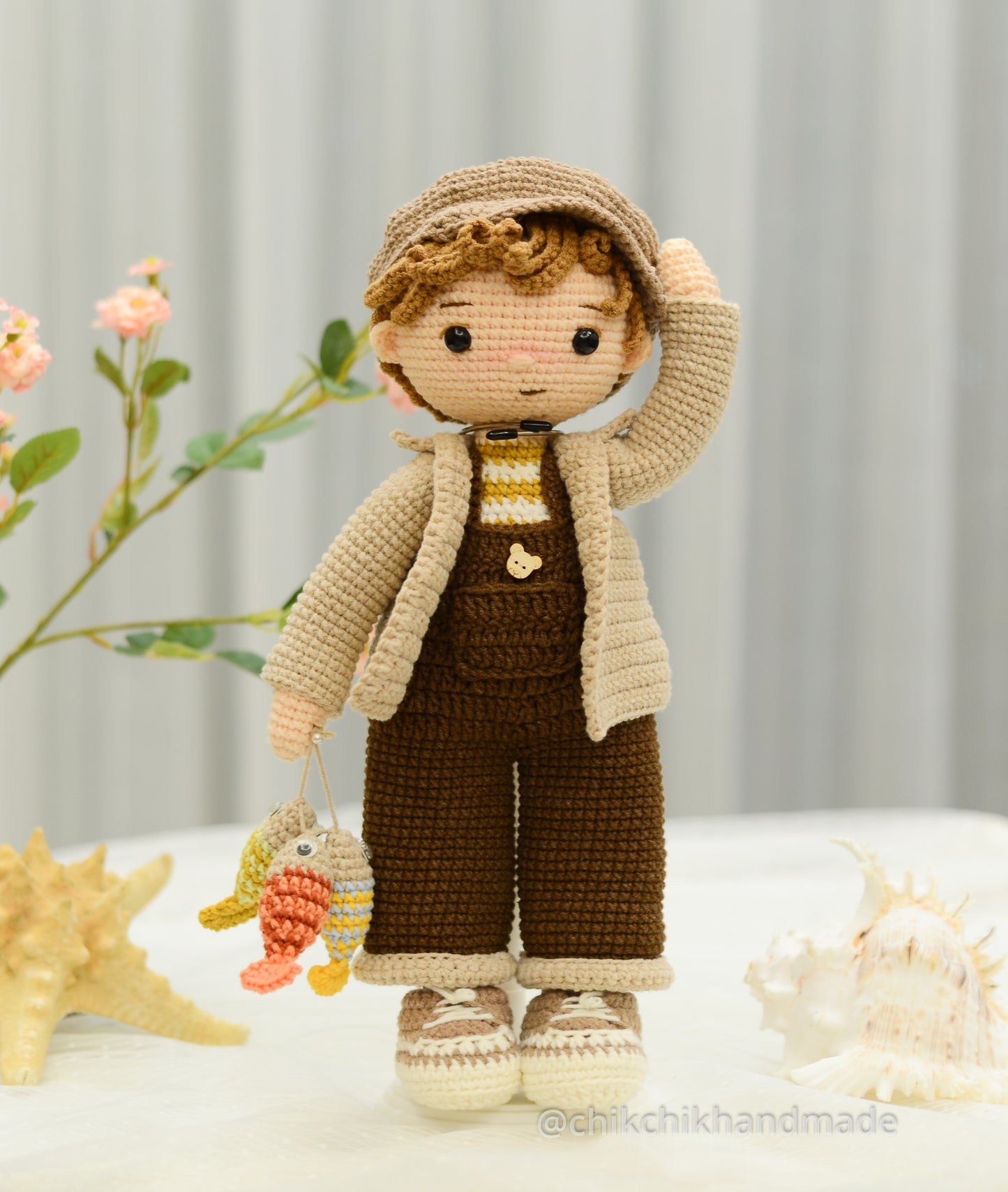 Crochet Doll Pattern Amigurumi, TOMMY The Fisher, PDF in English, French, Dutch, Portuguese
