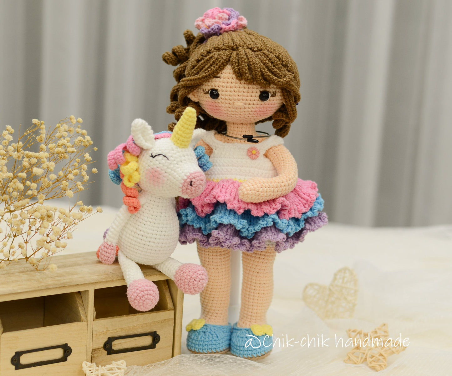 Crochet Doll Pattern, Amigurumi Doll Pattern, CHRISTINE and Friend, PDF English, Français, Español, Italiano