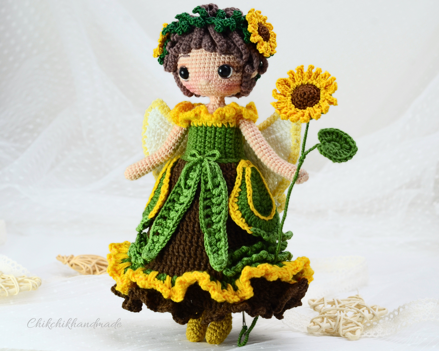 Crochet Fairy Doll Pattern Amigurumi Doll Pattern, HAZEL The Sunflower Fairy, PDF English, Français, Deutsch, Español