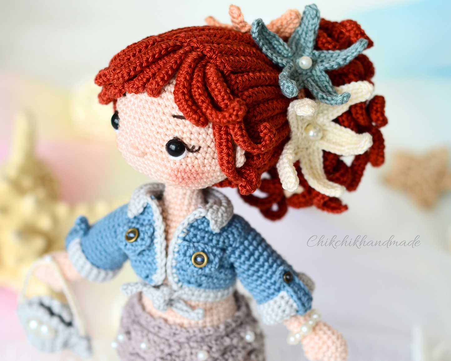Crochet Mermaid Doll Pattern Amigurumi, PEARLYN the Mermaid, PDF Tutorial (En, Fr, De, Esp, Nl, It)