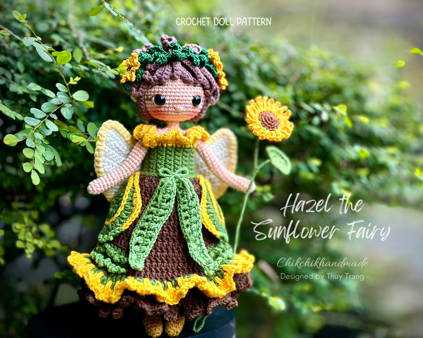 Crochet Fairy Doll Pattern Amigurumi Doll Pattern, HAZEL The Sunflower Fairy, PDF English, Français, Deutsch, Español