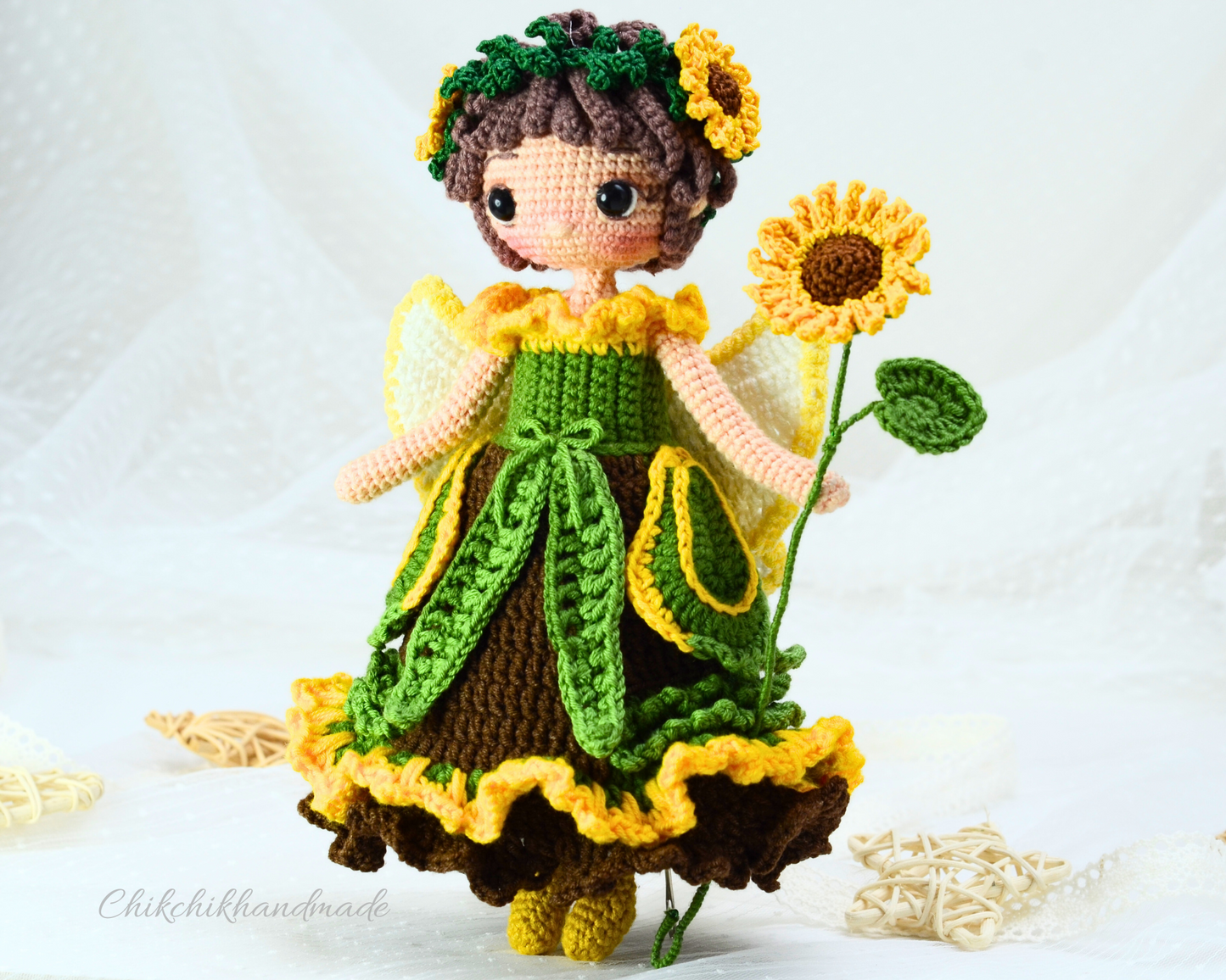 Crochet Fairy Doll Pattern Amigurumi Doll Pattern, HAZEL The Sunflower Fairy, PDF English, Français, Deutsch, Español