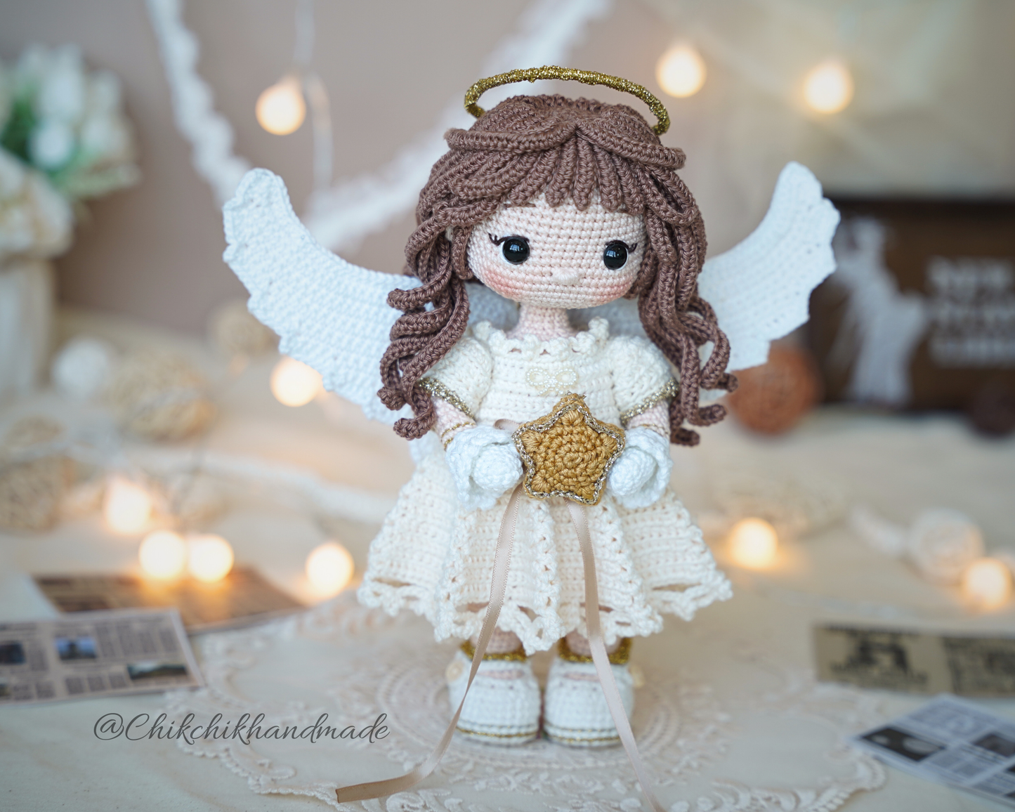 Crochet Angel Pattern, Amigurumi Doll, Guardian Angel, Angelina The Little Star, PDF Tutorial (En/Fr/De/Es/Nl/It)