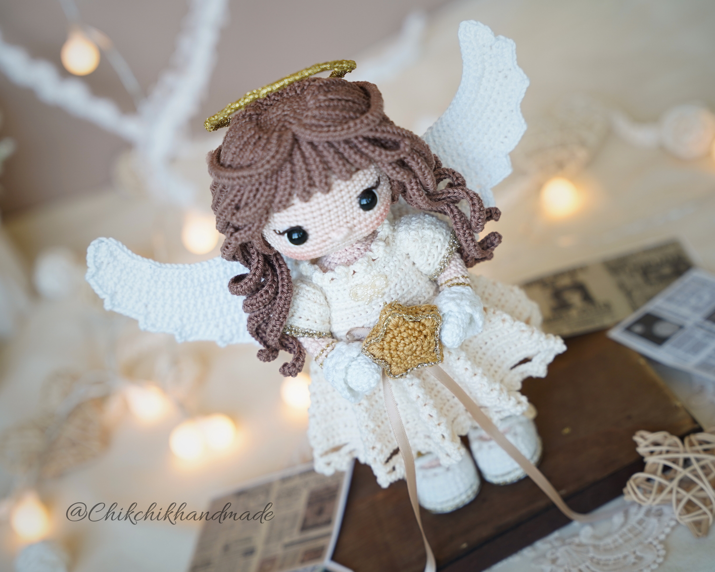 Crochet Angel Pattern, Amigurumi Doll, Guardian Angel, Angelina The Little Star, PDF Tutorial (En/Fr/De/Es/Nl/It)