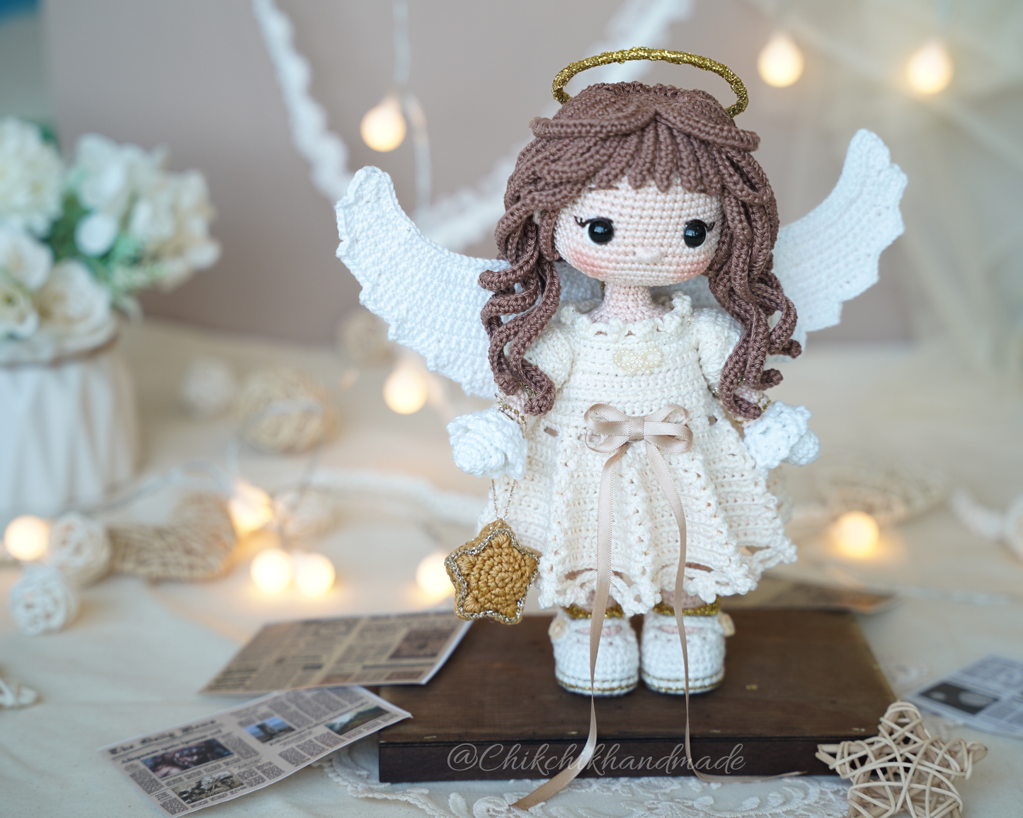 Crochet Angel Pattern, Amigurumi Doll, Guardian Angel, Angelina The Little Star, PDF Tutorial (En/Fr/De/Es/Nl/It)