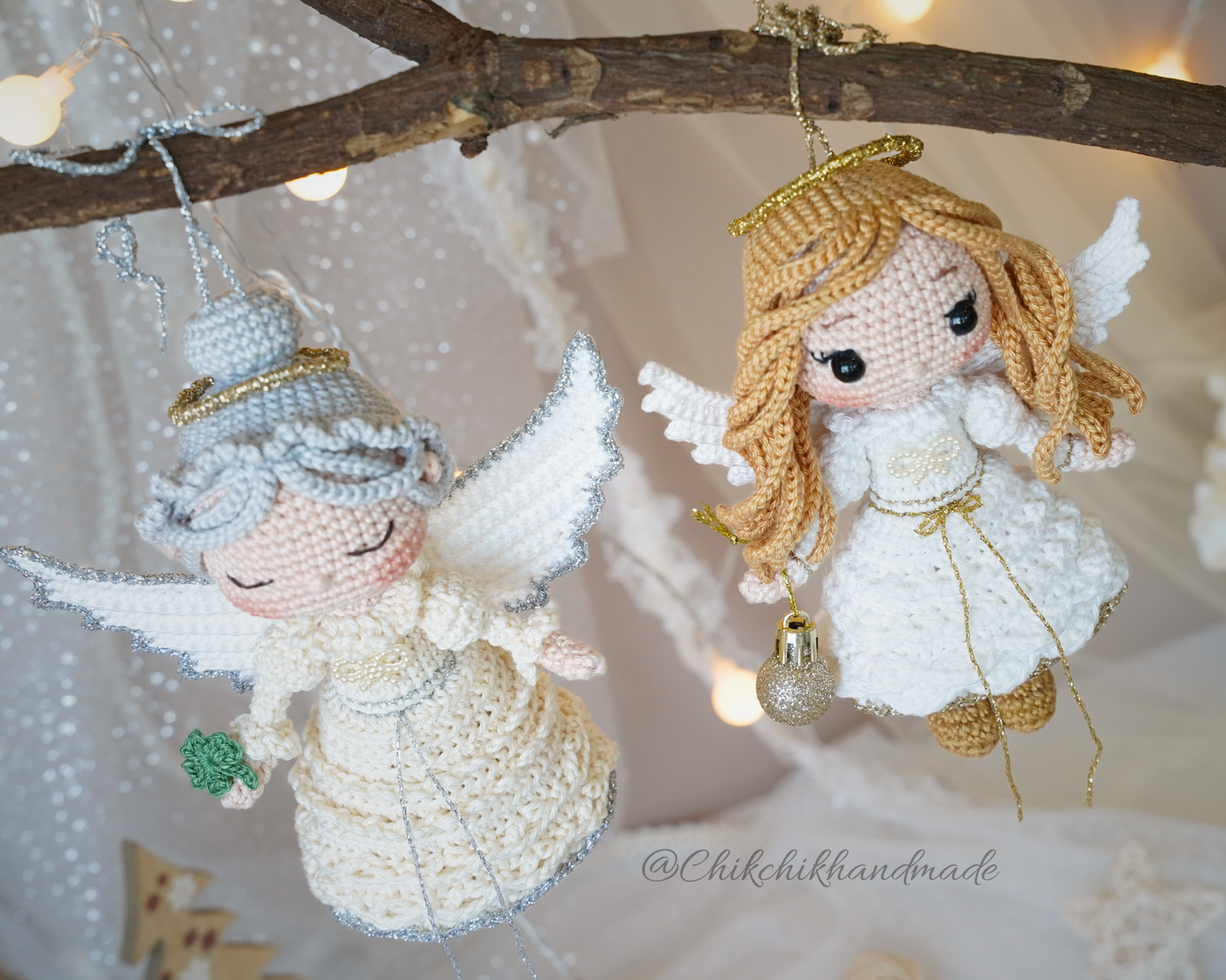 Angel Ornament Crochet Pattern, Cloverine & Melina Amigurumi, Guardian Angel Doll, Easy PDF Tutorial (En/Fr/De/Esp/It/NL)