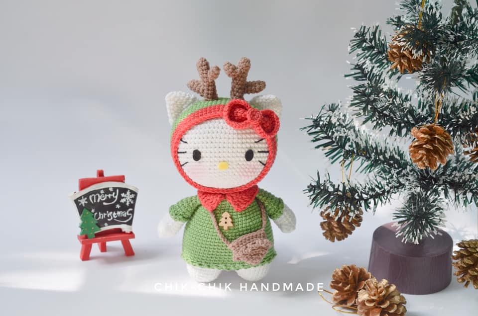 Reindeer Kitten Amigurumi Pattern, Christmas Kitten Crochet Pattern, PDF English