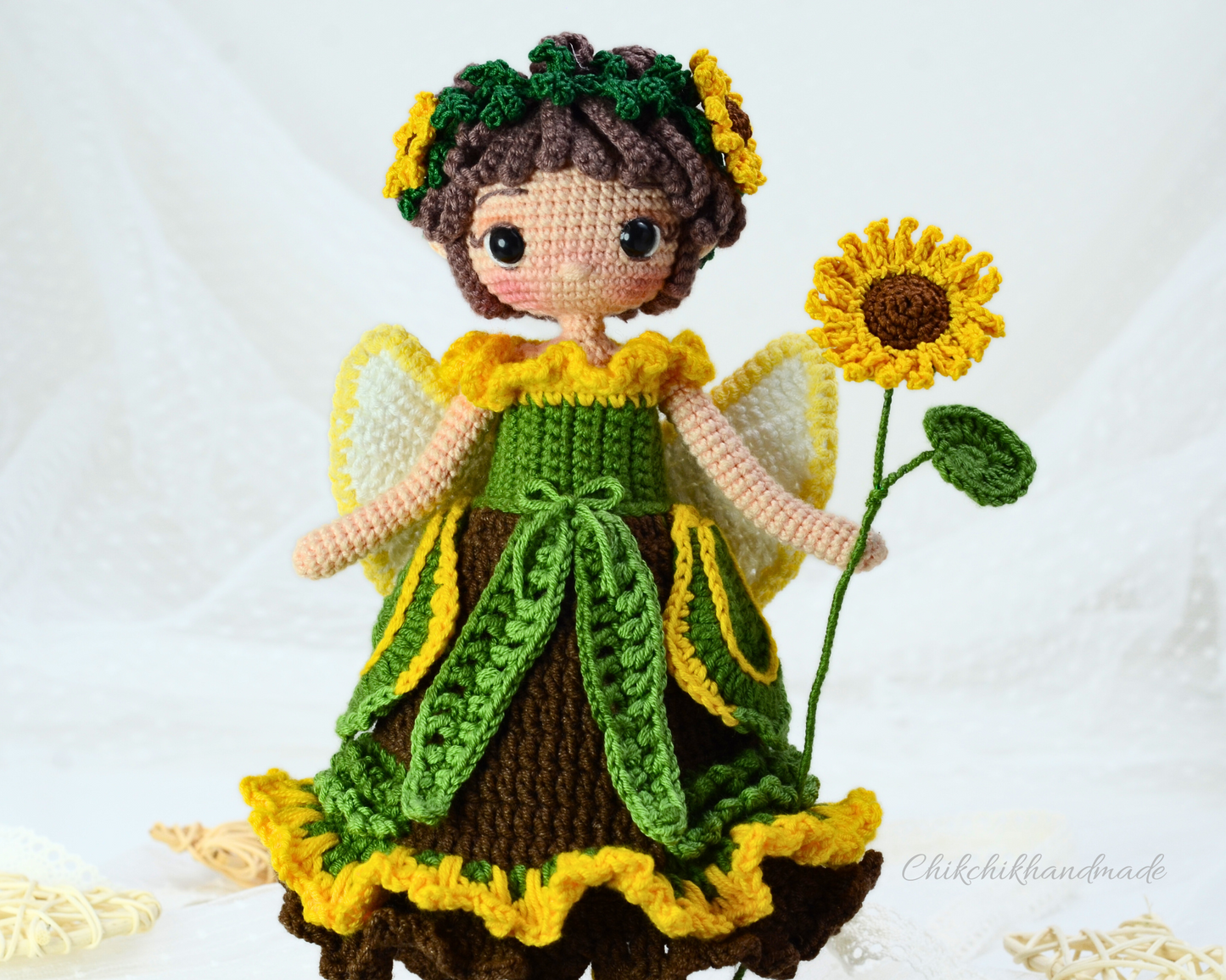 Crochet Fairy Doll Pattern Amigurumi Doll Pattern, HAZEL The Sunflower Fairy, PDF English, Français, Deutsch, Español