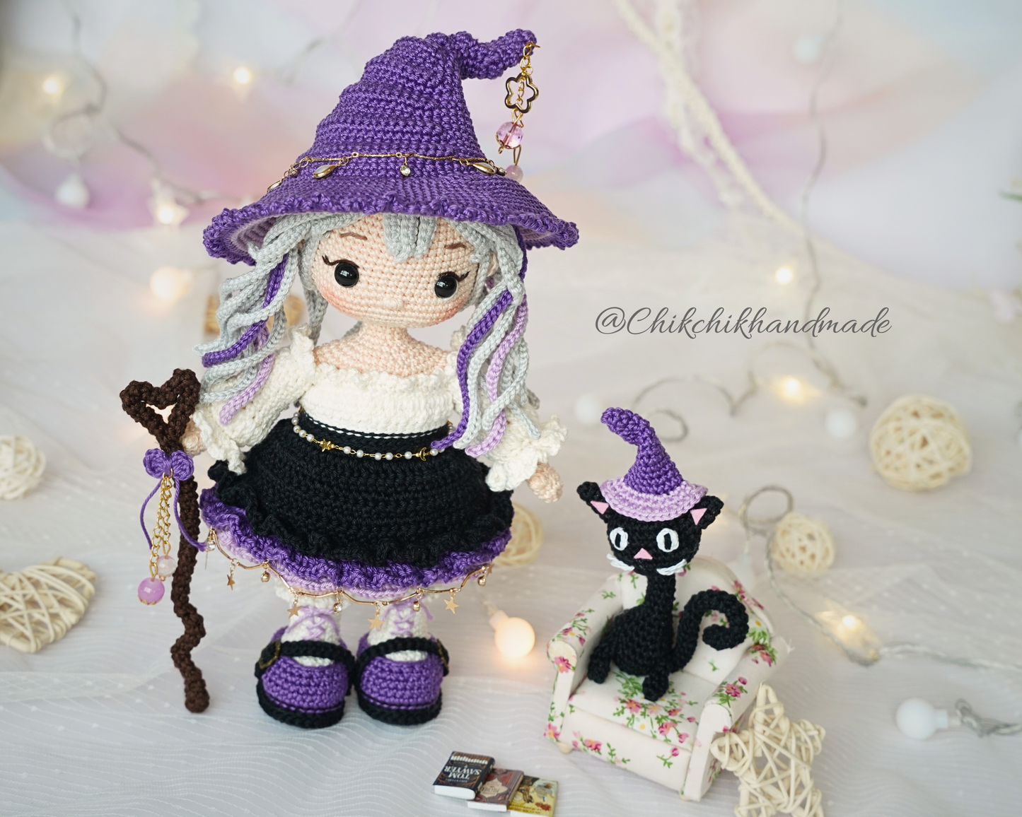 AMETHYST the Moon Witch Crochet Doll Pattern, Halloween Amigurumi PDF Tutorial
