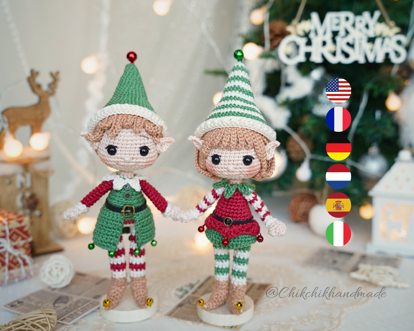 Crochet Christmas Ornament Pattern, Lutin & Lumi Amigurumi Dolls, Tree Ornament, Christmas Decor, Easy PDF Tutorial (En/Fr/De/Esp/It/Nl)