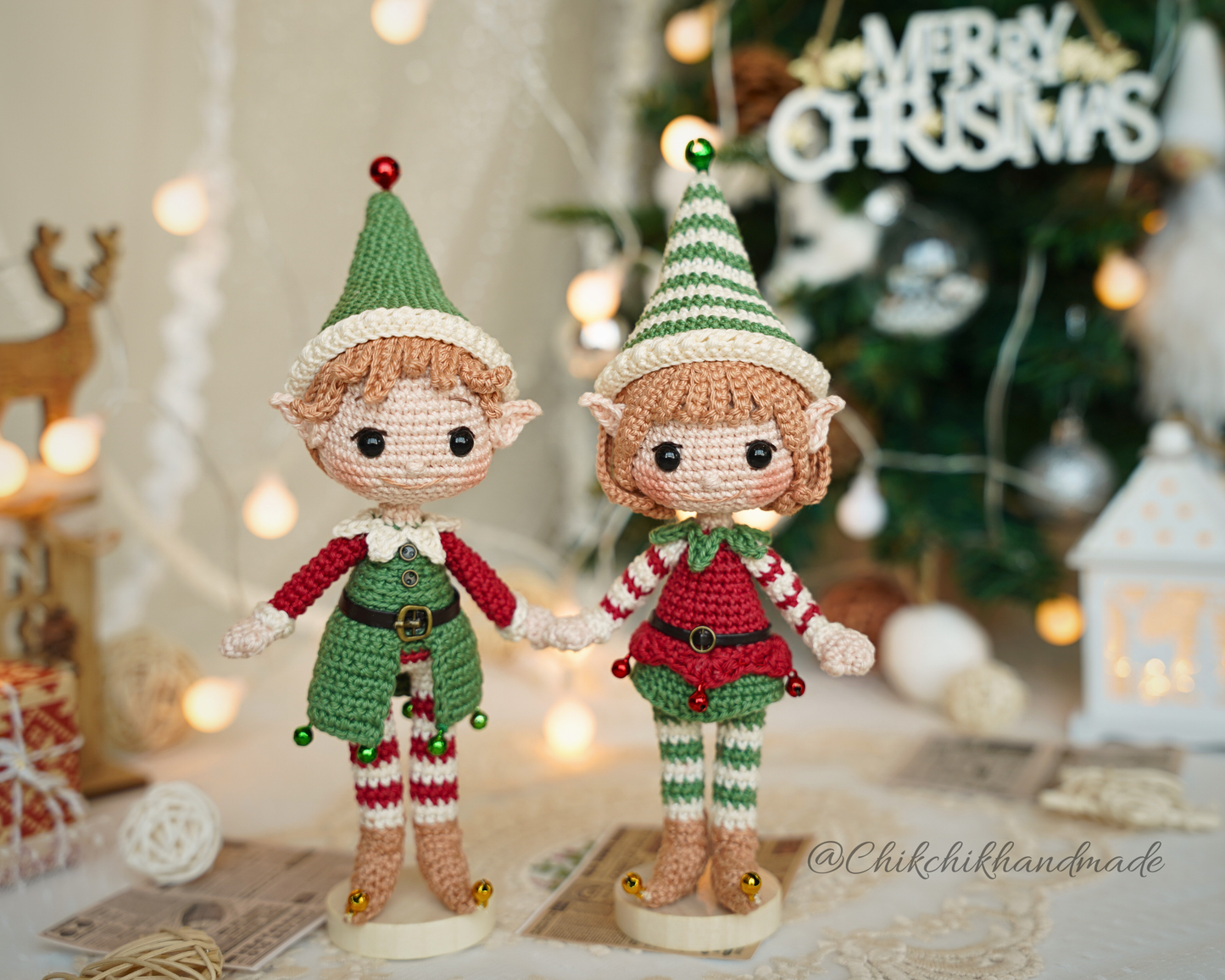 Crochet Christmas Ornament Pattern, Lutin & Lumi Amigurumi Dolls, Tree Ornament, Christmas Decor, Easy PDF Tutorial (En/Fr/De/Esp/It/Nl)