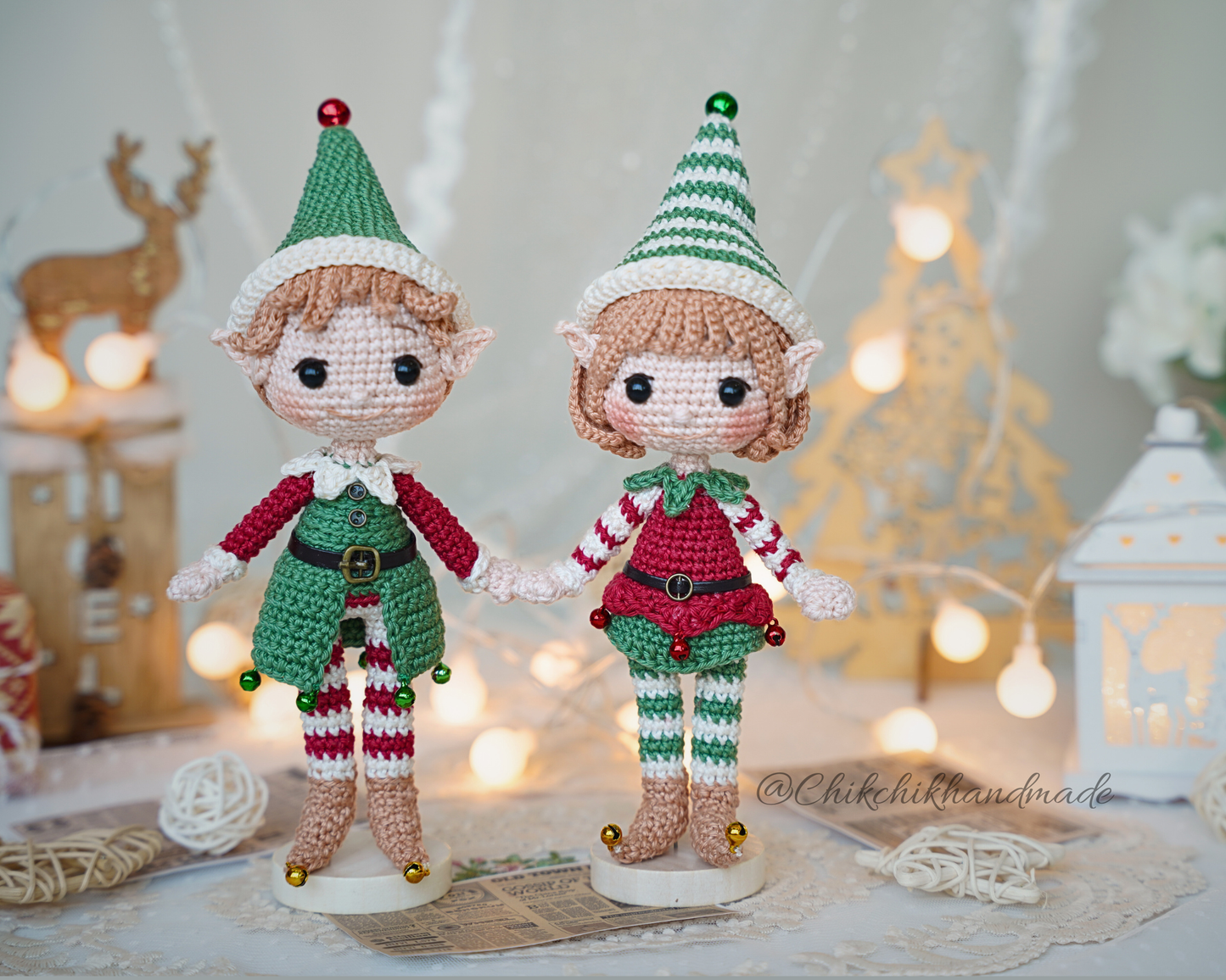 Crochet Christmas Ornament Pattern, Lutin & Lumi Amigurumi Dolls, Tree Ornament, Christmas Decor, Easy PDF Tutorial (En/Fr/De/Esp/It/Nl)