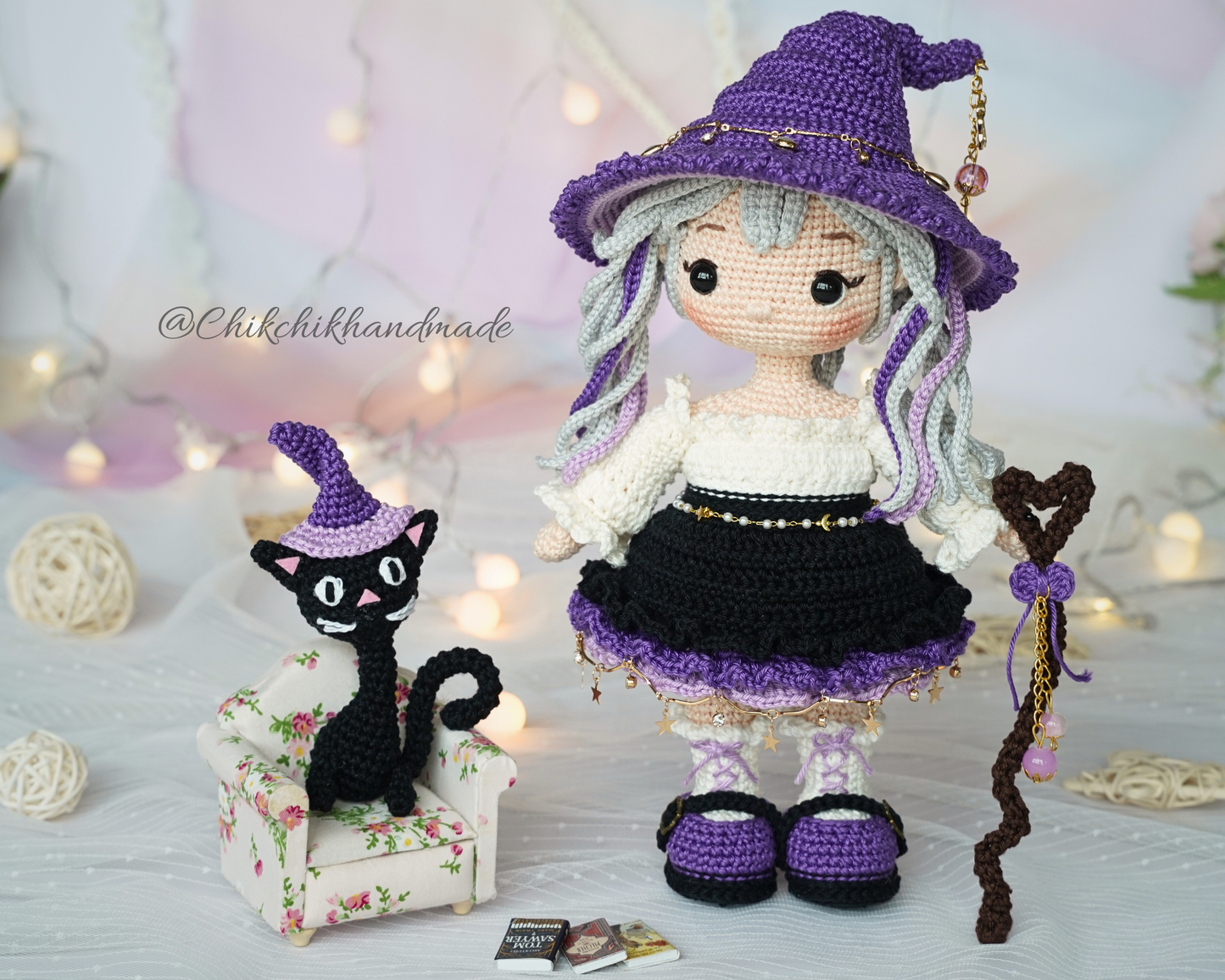 AMETHYST the Moon Witch Crochet Doll Pattern, Halloween Amigurumi PDF Tutorial