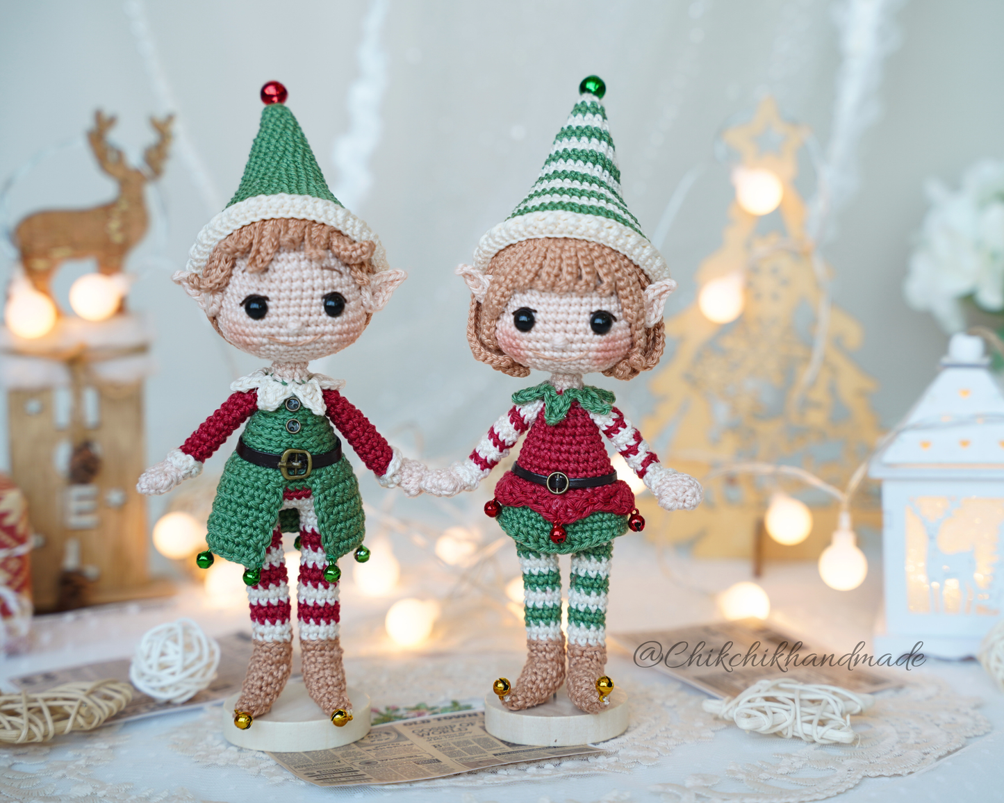 Crochet Christmas Ornament Pattern, Lutin & Lumi Amigurumi Dolls, Tree Ornament, Christmas Decor, Easy PDF Tutorial (En/Fr/De/Esp/It/Nl)