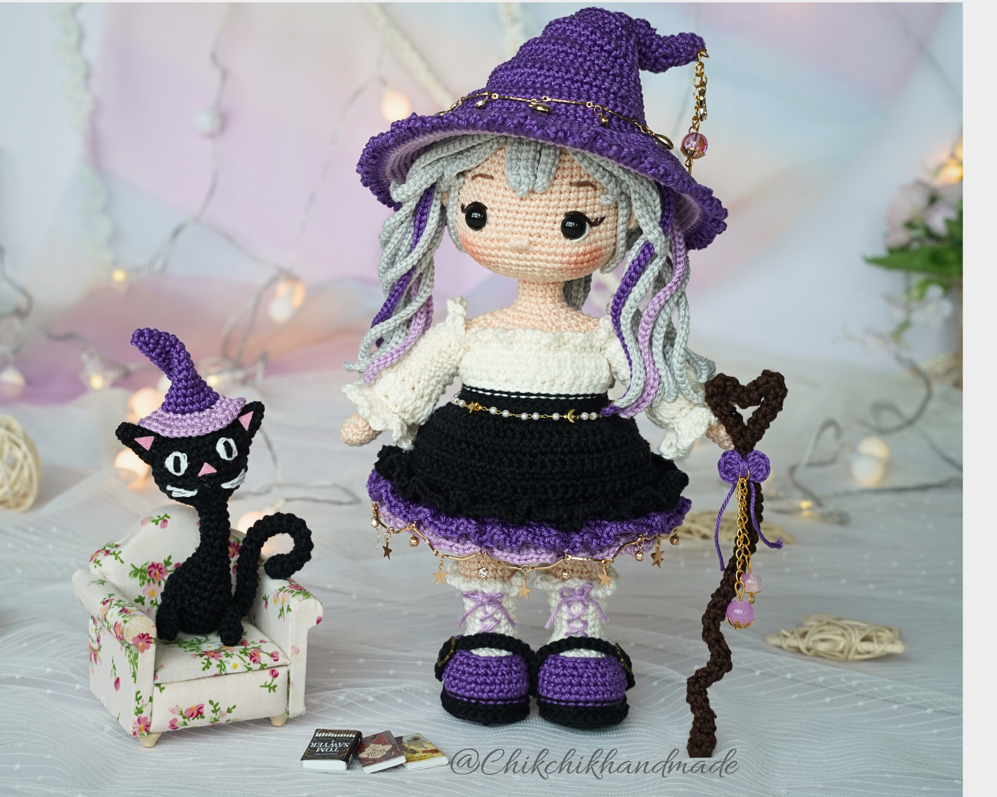 AMETHYST the Moon Witch Crochet Doll Pattern, Halloween Amigurumi PDF Tutorial