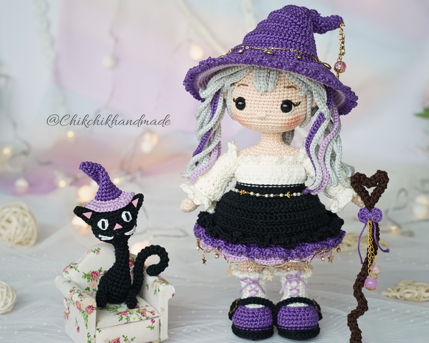 AMETHYST the Moon Witch Crochet Doll Pattern, Halloween Amigurumi PDF Tutorial