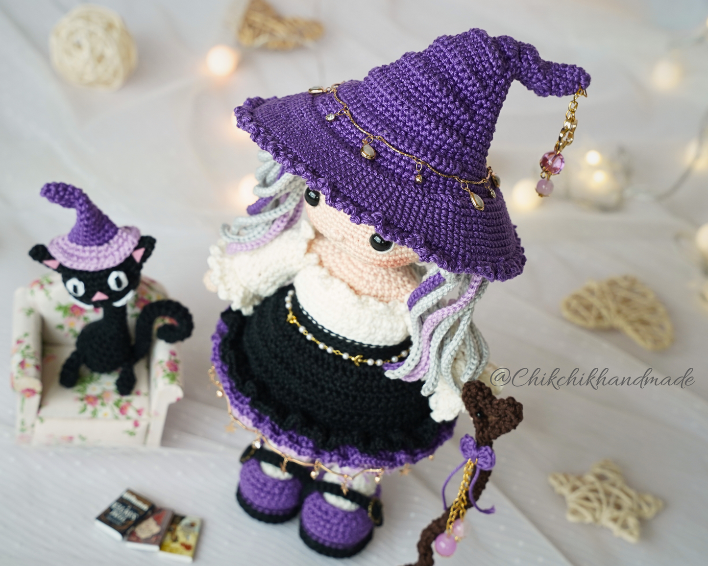 AMETHYST the Moon Witch Crochet Doll Pattern, Halloween Amigurumi PDF Tutorial