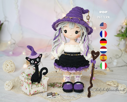 AMETHYST the Moon Witch Crochet Doll Pattern, Halloween Amigurumi PDF Tutorial