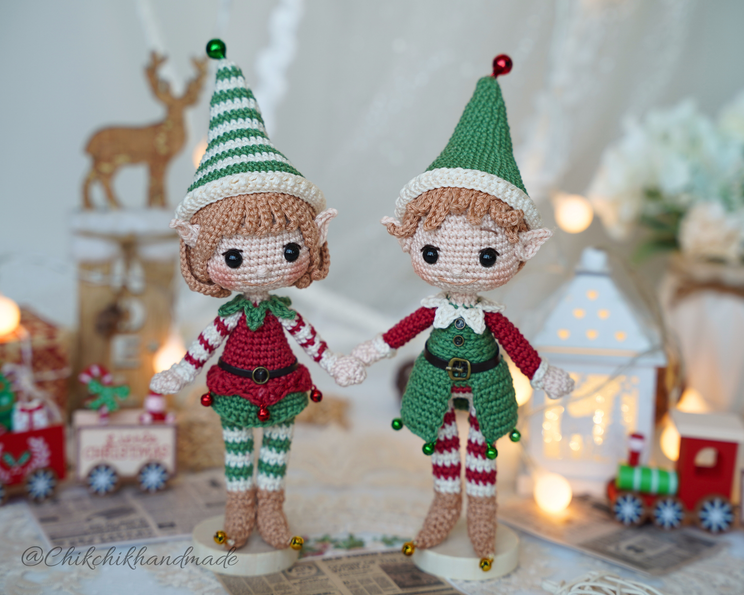 Crochet Christmas Ornament Pattern, Lutin & Lumi Amigurumi Dolls, Tree Ornament, Christmas Decor, Easy PDF Tutorial (En/Fr/De/Esp/It/Nl)