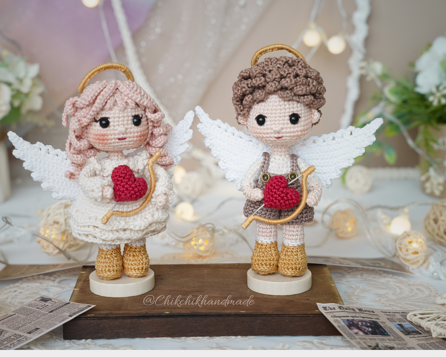 Cupid Angel Crochet Pattern, Valentine Amigurumi Doll, Elena & Felix, PDF Tutorial