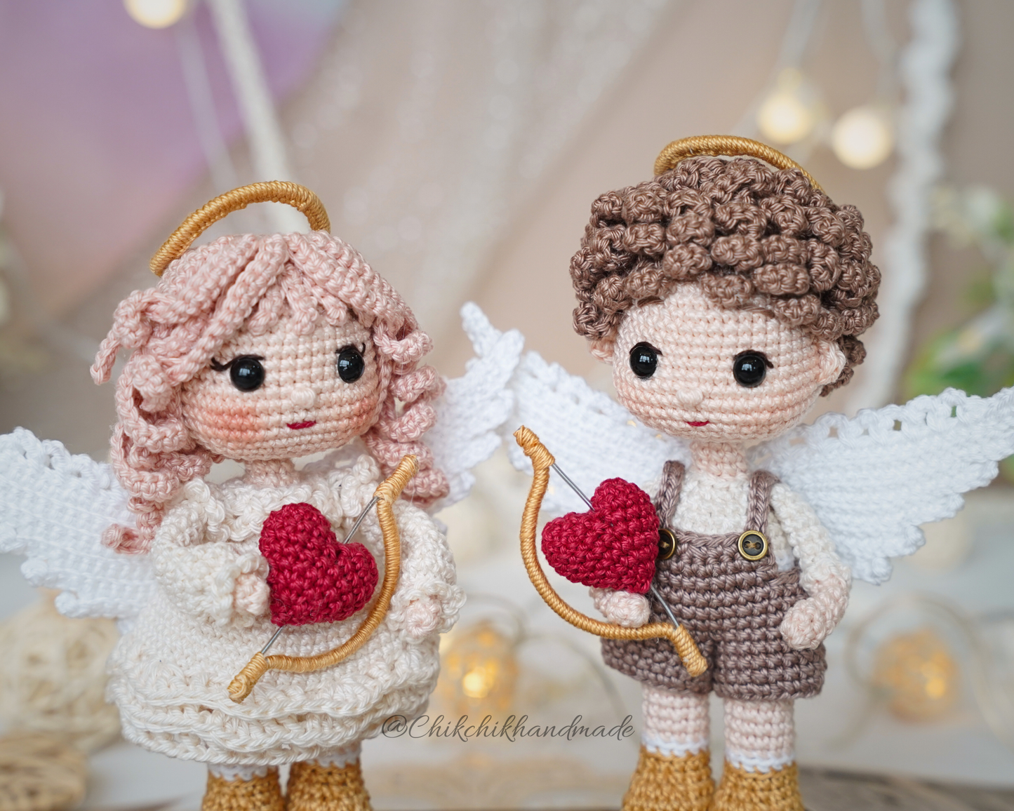 Cupid Angel Crochet Pattern, Valentine Amigurumi Doll, Elena & Felix, PDF Tutorial