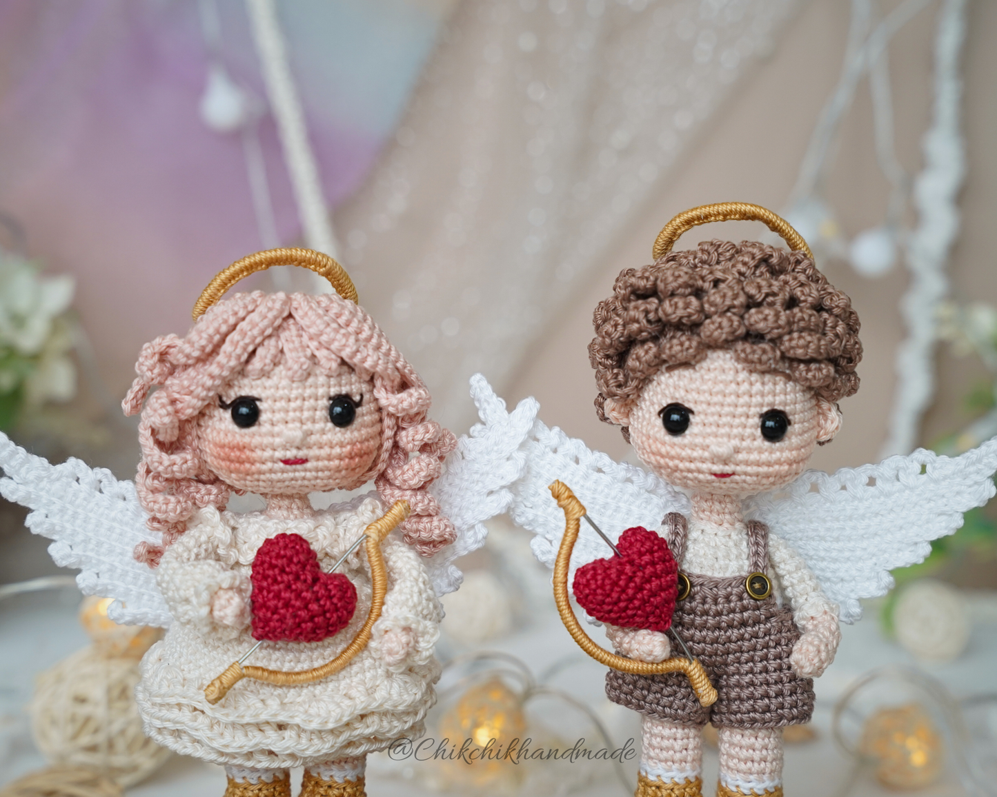 Cupid Angel Crochet Pattern, Valentine Amigurumi Doll, Elena & Felix, PDF Tutorial