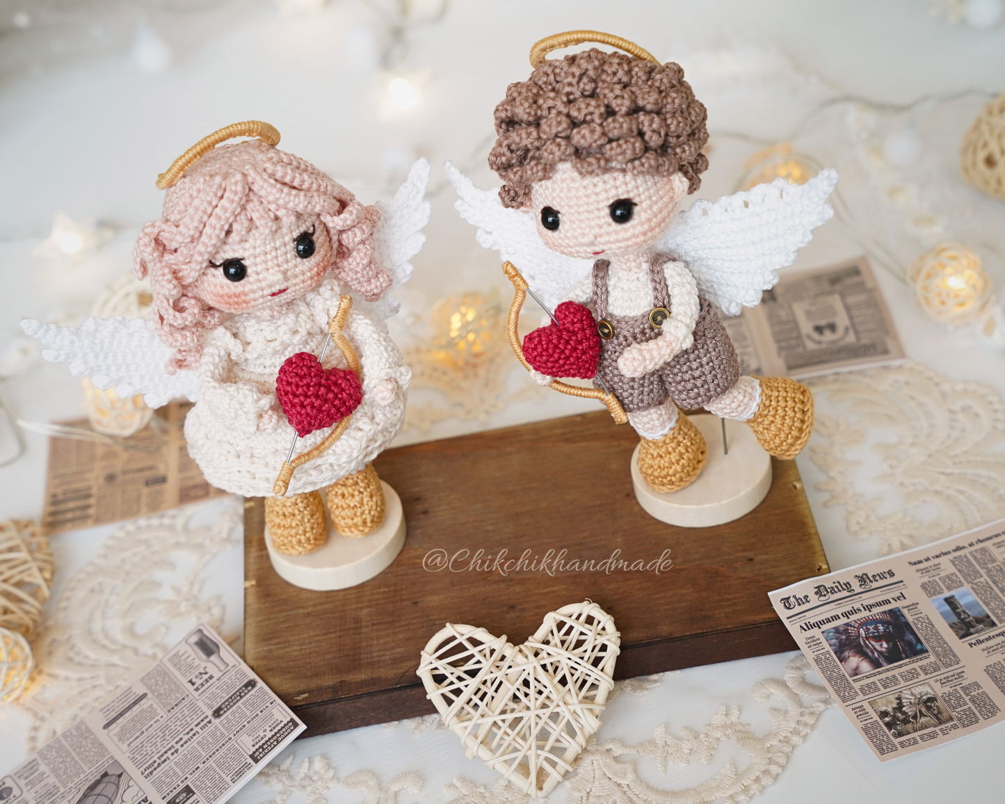 Cupid Angel Crochet Pattern, Valentine Amigurumi Doll, Elena & Felix, PDF Tutorial