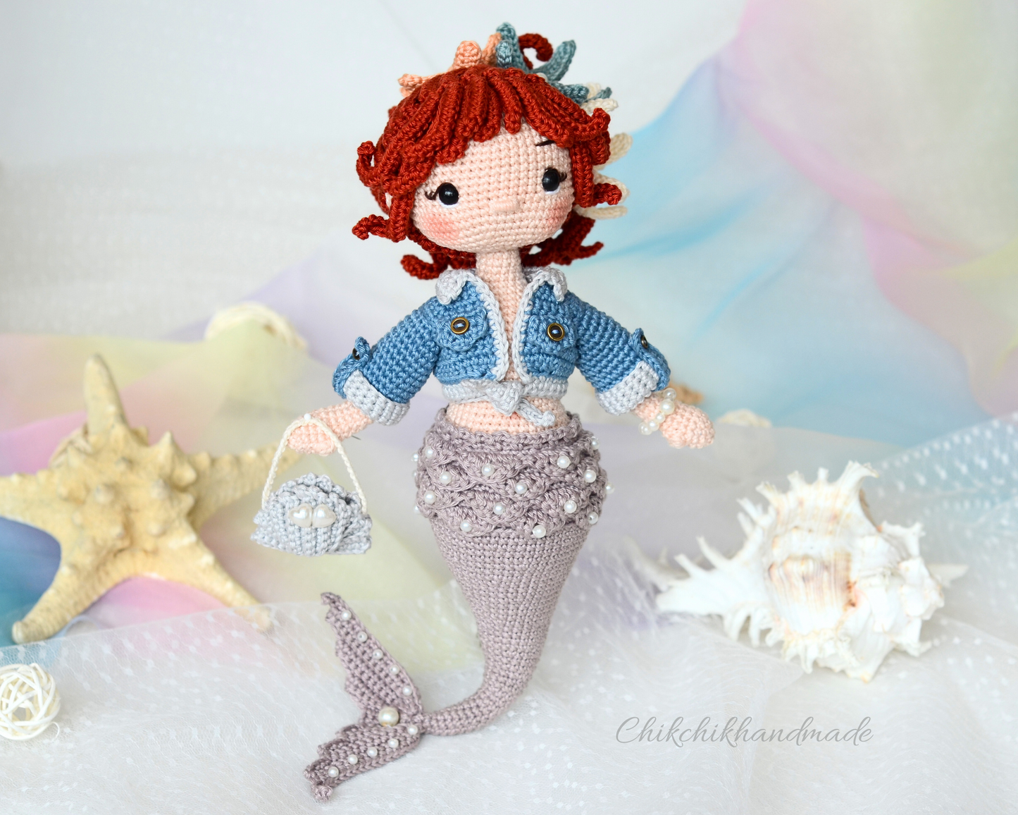 Crochet Mermaid Doll Pattern Amigurumi, PEARLYN the Mermaid, PDF Tutorial (En, Fr, De, Esp, Nl, It)