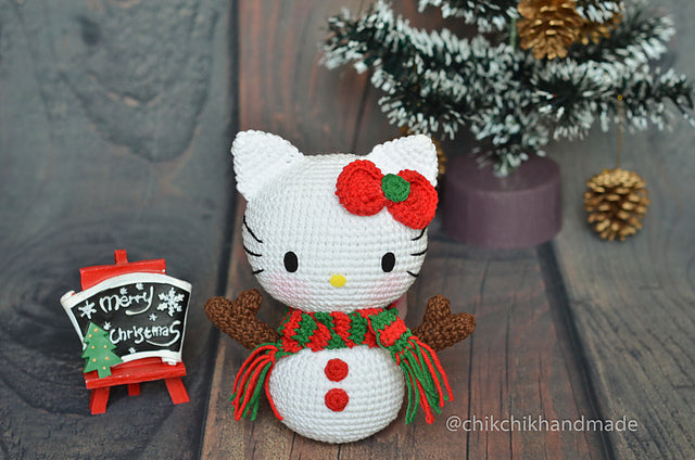 Snowy Kitten Amigurumi Pattern, Christmas Kitten Crochet Pattern, PDF English