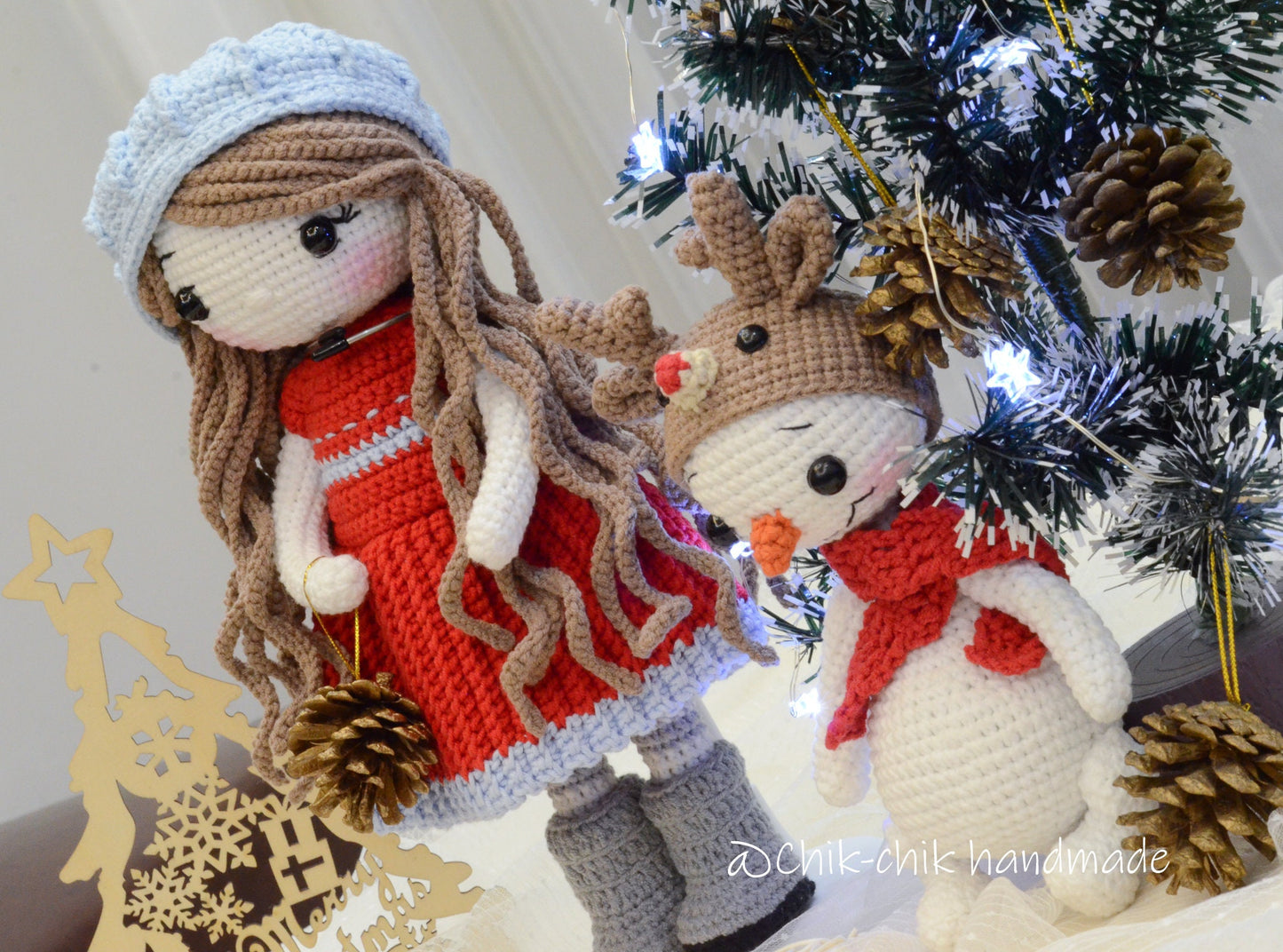 CAROL Christmas Crochet Doll Pattern Amigurumi Doll Pattern PDF English Tutorial (Snowman Pattern Included)