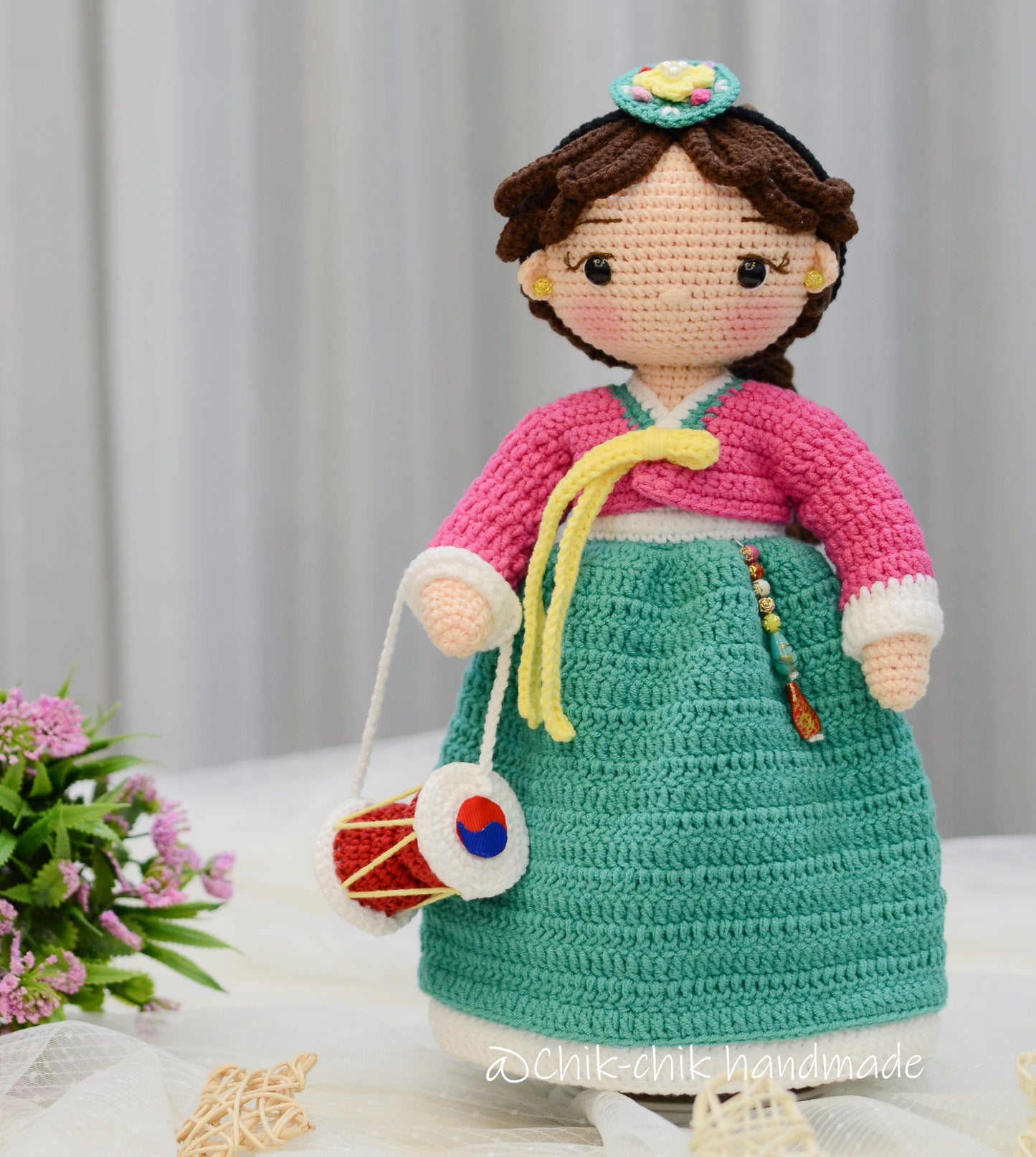 Crochet Korean Girl Pattern, Amigurumi Doll, HANA the drummer, PDF English Pattern