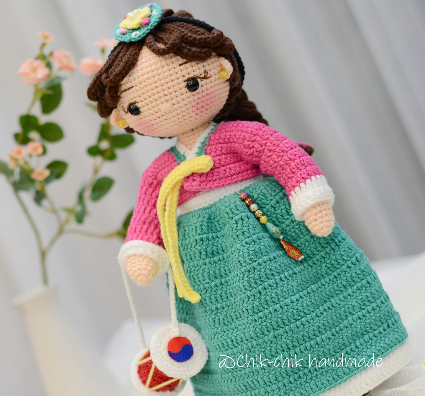 Crochet Korean Girl Pattern, Amigurumi Doll, HANA the drummer, PDF English Pattern