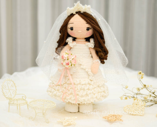 crochet doll wedding dress https://sculpturingface.etsy.com/listing/4468945685 #amigurumi #crochet #patterns by #sculpturingface #bridaldress The patterns for Bridal Veil is now available in my Etsy shop